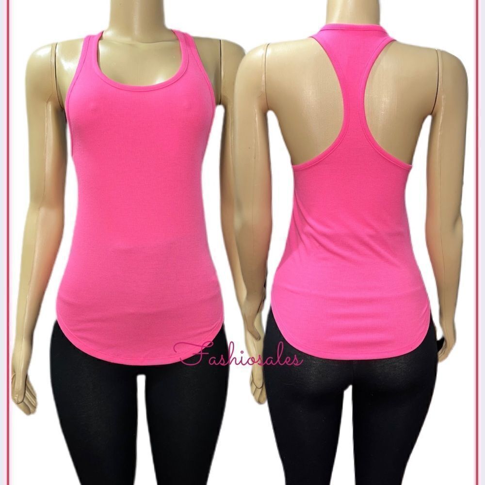 Victoria’s Secret PINK Ribbed Racerback soft tank top Pink